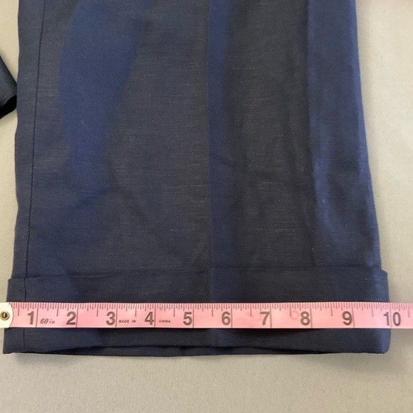 Alex Marie Cropped Pants Navy Linen Capris Pockets Belt Loops Women’s Size 6 - Picture 6 of 7